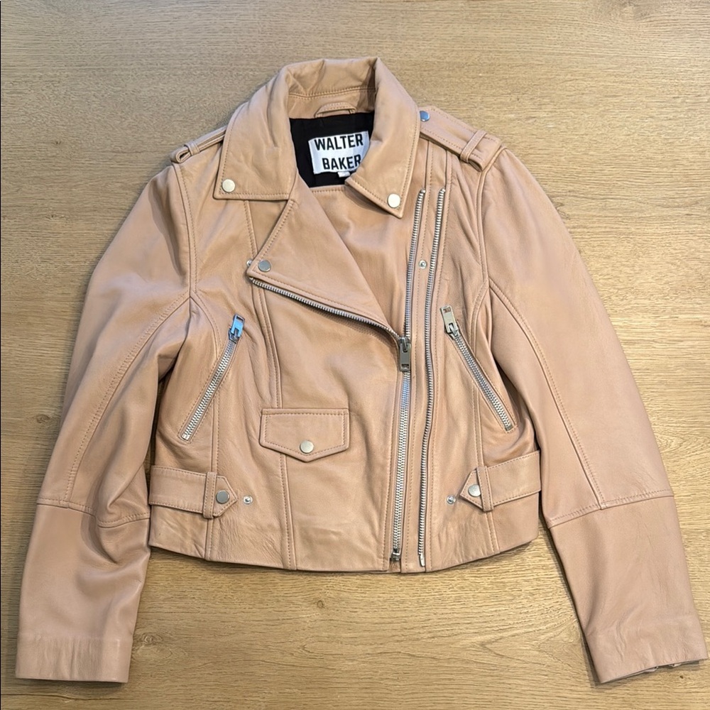 Walter Baker Mauve Pink Biker Moto Women’s Leather Jacket